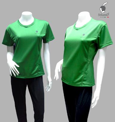 I014 เสื้อกีฬาผู้หญิงแขนสั้นสีเขียว ( เนื้อผ้ากีฬาสวมใส่สบาย )